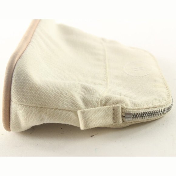 HERMES Ivory H Logo Bolide Cosmetic Case Canvas x Leather 1HER727K - Picture 5 of 12